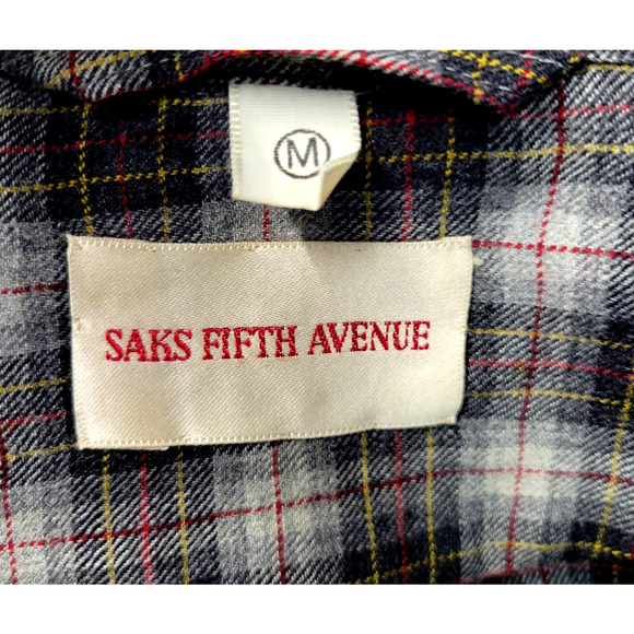 Vintage Saks Fifth Avenue Robe Men's Medium Plaid Viyella Belted Sleepwear - Picture 3 of 12